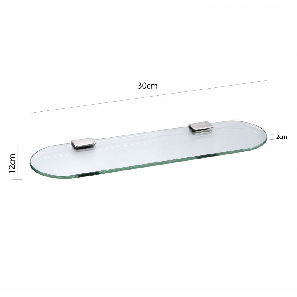 Verno ชั้นวางกระจกพร้อมขารับรับชั้นสแตนเลส 304 รุ่น PQS-JJ-30A ขนาด 30x12x2 ซม.