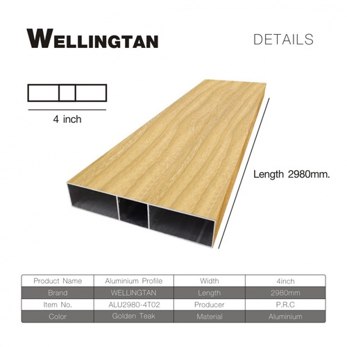 WELLINGTAN อะลูมิเนียมโปรไฟล์ ALU2980-4T02 4”x 298ซม. Golden Teak