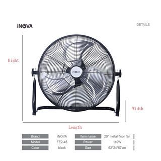 INOVA พัดลมอุตสาหกรรมตั้งพื้น ขนาด 20 นิ้ว รุ่น FE2-45 สีดำ