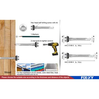 FIX-XY สกรูยิงเมทัลชีท ขนาดสินค้า : #14-14 / 12 - 14   ยาว  48  มม.บรรจุ 100ตัว/กล่อง