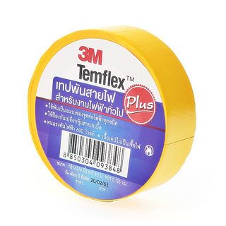 3M เทปพันสายไฟ 3/4นิ้วx10ฟุต #1512 รุ่น TEMFLEX PLUS สีเหลือง