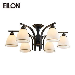 EILON โคมไฟติดเพดาน 6 หัว ขั้ว E27 ขนาด 55*55*26cm รุ่น WX311/6 สีดำ-ขาว