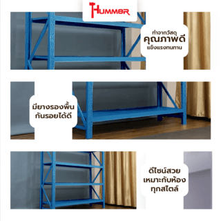 (1/4) HUMMER ชั้นวางของอเนกประสงค์เหล็ก 4 ชั้น รุ่น NBHY120420-BL ขนาด 40x120x200 ซม. สีฟ้า