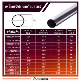 เหล็กแป๊บกลม กัลวาไนซ์  1 1/4 นิ้ว  1.8 มม.ฟ้า