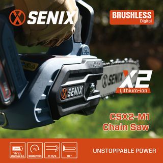 SENIX เลื่อยโซ่ไร้สายกำลัง20V รุ่นCSX2-M1 ขนาดใบตัด10นิ้ว สีน้ำเงินดำ