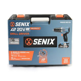 SENIX สว่านไฟฟ้าไร้สาย ไร้แปรงถ่าน 13มม.20V รุ่น PDDX2-M2-EU พร้อมแบตเตอรี่ 2.0Ah 2ก้อน และแท่นชาร์ต1อัน