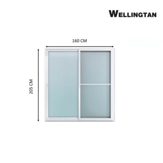 WELLINGTAN ประตูไวนิล บานเลื่อน SS 160x205ซม. สีขาว พร้อมมุ้ง