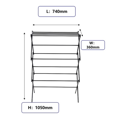 SAKU ราวตากผ้าพับได้อเนกประสงค์ รุ่น XL-378B ขนาด74×36×105ซม. สีดำ