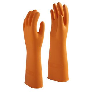 ตราม้า ถุงมือยางธรรมชาติ แบบยาว 13 นิ้ว Size M สีส้ม (12 คู่/กล่อง)