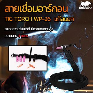 BISON สายเชื่อมTIG แก๊สแยก รุ่นTIG TORCH WP-26 ขนาด4เมตร