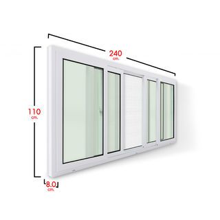 RAKANGTHONG หน้าต่างบานเลื่อนUPVC 4ช่อง 240x110 cm. สีขาว