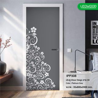 LEOWOOD ประตูปิดผิวเมลามีน iDoor Premium Design 30 80x200ซม. PLATINUM GRAY