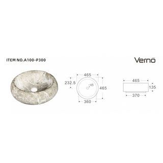 Verno อ่างวางบนเคาน์เตอร์ก๊อกนอกอ่าง ขนาด 49.5x49.5x14cm รุ่น Carara marble A100-P300 ลายหินอ่อน สีเบจ