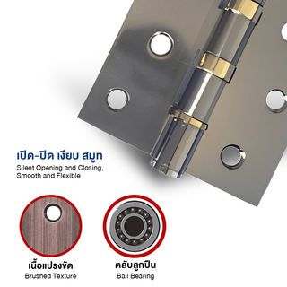 บานพับ 4x3x2-4BB AB (JANES ) แกนเล็ก หัวตัด แพ็ค 2