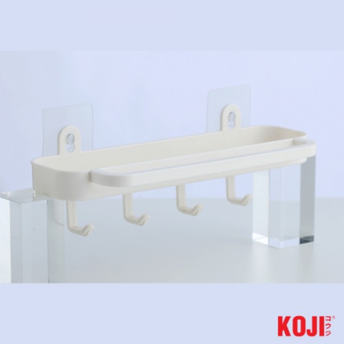 KOJI DIY ชั้นวางพร้อมตะขอติดผนัง รุ่น 2EXC008-WH ขนาด 12x31.5x8 cm. สีขาว