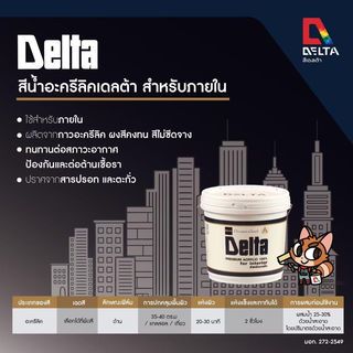 Delta สีน้ำอะครีลิค ทาภายใน ด้าน เบส C 3.6 ลิตร