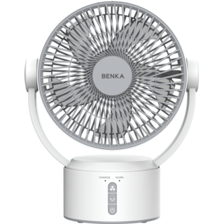 BENKA พัดลมตั้งโต๊ะชาร์จไฟแบบพกพา ขนาด 9 นิ้ว รุ่น KN-L2829 สีเทา