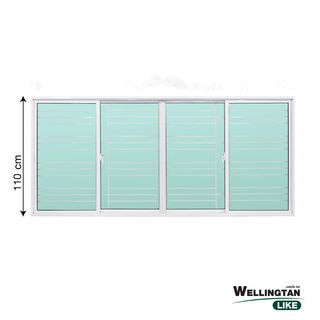 WELLINGTAN (LIKE) หน้าต่างอะลูมิเนียมพร้อมเหล็กดัด บานเลื่อน FSSF 240x110ซม. สีขาว พร้อมมุ้ง