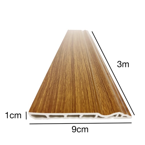 GREAT WOOD ไม้บัวล่าง PVC รุ่น SKG015 90×10×3000 มม. สีไม้สัก