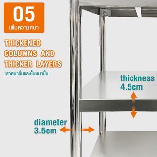 CLOSE ชั้นวางของอเนกประสงค์สเตนเลส 3 ชั้น ขนาด 60x45x80 ซม. TAYA-3L