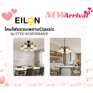 EILON ชุดโคมไฟแขวนเพดาน LED 36W สีดำ รุ่น ETYD-BCMD6648/6