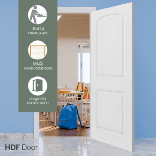 ประตู HDF บานทึบ 2ฟัก HDF-S03 80x200ซม. สีขาว HOLZTUR