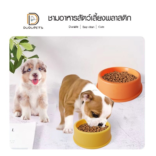 DUDUPETS ชามอาหารสัตว์เลี้ยงพลาสติก 13x15x5ซม. รุ่น SPICY-01 สีเหลือง