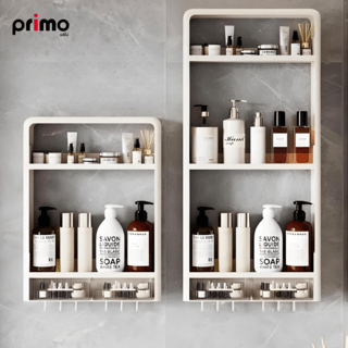 Primo ชั้นวางแชมพู พร้อมที่แขวนเอนกประสงค์ รุ่น Minimal-03 ขนาด 10x40x70.5 ซม. สีขาว