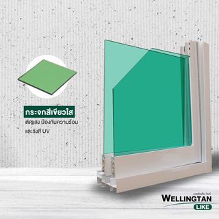 WELLINGTAN (LIKE) หน้าต่างอะลูมิเนียม บานเลื่อน SS 100X100ซม. สีขาว+มุ้ง