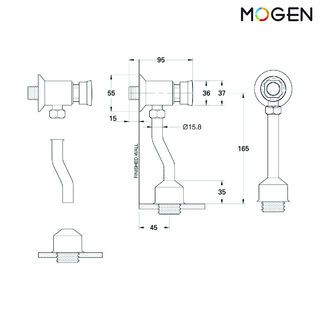 Mogen ฟลัชวาล์วโถปัสสาวะแบบกด ท่อโค้ง รุ่น UF04