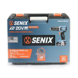 SENIX สว่านกระแทกไร้สาย ไร้แปรงถ่าน 13มม.20V รุ่น PDHX2-M2-EU พร้อมแบตเตอรี่ 2.0Ah 2ก้อน และแท่นชาร์ต1อัน