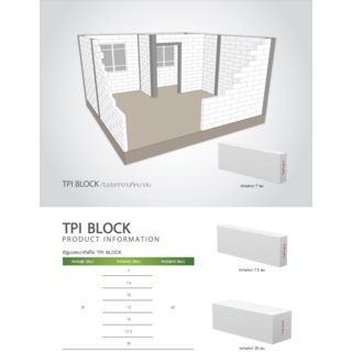 TPI อิฐมวลเบา ขนาด 20x60x7.5ซม.G4