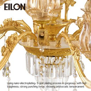 EILON โคมไฟเพดานคริสตัล 72W E14 LED 12หลอด แสงคูลไวท์ รุ่น LD763/12 GOLD