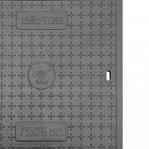 ปืนใหญ่ ฝาปิดท่อระบายน้ำเหลี่ยม รุ่น 3LR04 ขนาด 75x75x7ซม. สีดำ