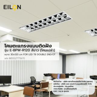 EILON โคมตะแกรงแบบติดฝัง  ขนาด 30*120 CM  FOR LED T8 DOUBLE END/OT รุ่น E-BPW-R120 (โคมเปล่า)