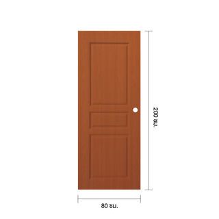 WELLINGTAN ประตูยูพีวีซี บานทึบ 3ลูกฟัก REVO LWNR002 80x200ซม. ORANGE TEAK (เจาะรูลูกบิด)