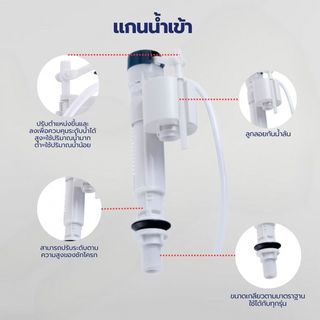 Verno ชุดอุปกรณ์หม้อน้ำสำหรับสุขภัณฑ์ชิ้นเดียว รุ่น VN-34102 กดบน 2 ระบบ ขนาดท่อ 2 นิ้ว สูง 26 ซม.