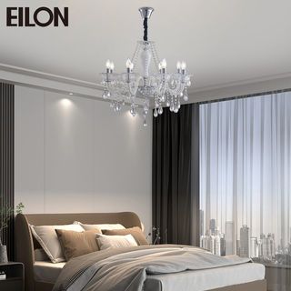 EILON โคมไฟเพดานคริสตัล 48W LED 8หลอด แสงคูลไวท์ รุ่น NVD717/8