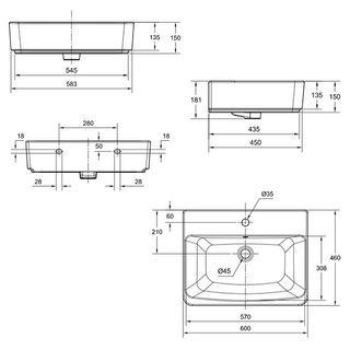 American Standard อ่างล้างหน้าแบบแขวน **ไม่รวมก๊อกน้ำ** รุ่น อะคาเซีย 0507W-WT