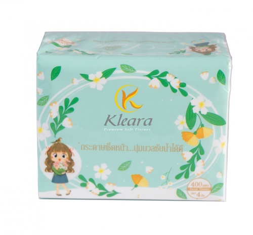 KLEARA กระดาษเช็ดหน้า รุ่น GREEN6 หนา 4 ชั้น 400 แผ่น บรรจุ 6 ห่อ/แพ็ค