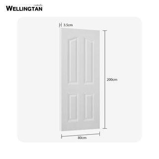 WELLINGTAN ประตูยูพีวีซี บานทึบ 4ฟัก  (สำหรับใช้งานภายนอก) UPVC-WE004 80x200ซม. สีไวท์โอ๊ค