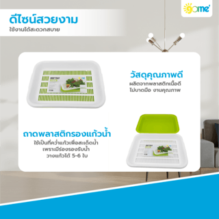 GOME ถาดรองน้ำพลาสติก 20.6x28x4.7 ซม. SP0646 สีขาวเขียว