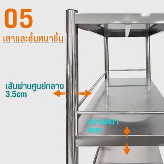 SANE ชั้นวางของอเนกประสงค์สเตนเลส 3 ชั้น 120x40x150 ซม. FORTUNA