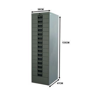 ATMOS ตู้เหล็กเก็บเอกสาร 15 ลิ้นชัก 37.5x45.7x132 ซม. สีเทา