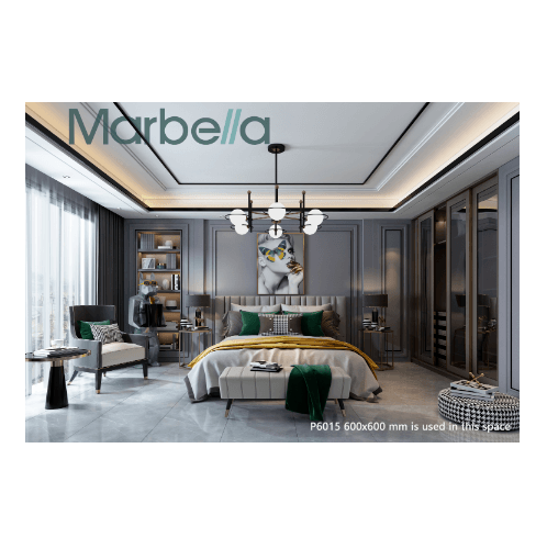 Marbella กระเบื้องพอร์ซเลน 60x60 ซม. ซเลน โปเตนซา-เกรย์ P6015 Glossy (4P) Random