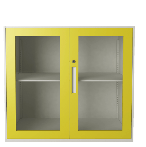 ตู้เก็บเอกสารแบบกระจกบานเปิด 90x40x90ซม. BDL15 ขาว-เหลือง
