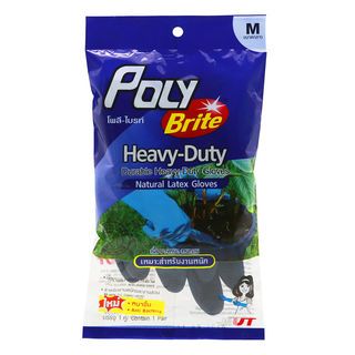 POLY-BRITE ถุงมือยางธรรมชาติ SIZE M ขนาด 16x14 ซม. รุ่น HEAVY–DUTY