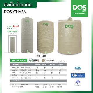 DOS ถังเก็บน้ำบนดินลายแกรนิต ขนาด 4000L รุ่น Chaba สี Sandy Brown Granite