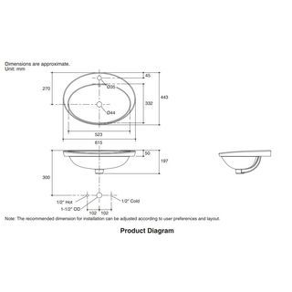 Kohler อ่างล้างหน้าฝังบนเคาน์เตอร์ **ไม่รวมก๊อกน้ำ** รุ่น คาเรส K-2759X-1-0