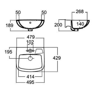 American Standard อ่างล้างหน้าแบบแขวน **ไม่รวมก๊อกน้ำและท่อน้ำทิ้ง** รุ่น นิวโคดี-เอส 0948-WT